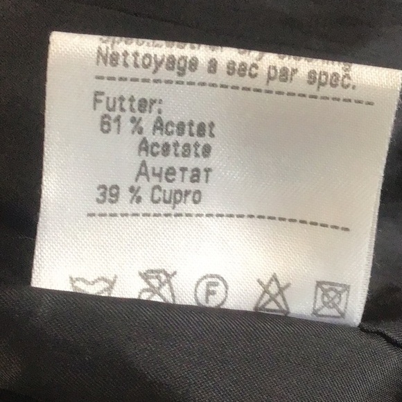 Rene Lezard black leather notched collar/zigzag stitching, 2 button blazer EU 42 - Picture 12 of 12